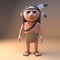 Relaxed Native American Indian stands calmly, 3d illustration