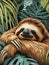 Relaxed Sloth in Lush Foliage