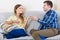 Relaxed spouses happy to reconcile after argue