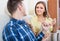Relaxed spouses happy to reconcile after argue