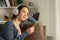 Relaxed woman listening chillout music at home