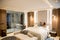 Relaxed young lovers in the luxurious apartment in the night