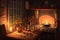 relaxing atmosphere with candlelight, warm colors and pleasant music in kitchen at night