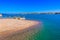 Relaxing at beach with pier at white beach - travel destination for vacation - Hurghada, Red Sea, Egypt