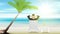 Relaxing businessman. beach palm tree and sea