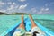 Relaxing in a canoe - Rarotonga, cook Islands