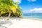 Relaxing on chair - Belize Cayes - Small tropical island at Barrier Reef with paradise beach - known for diving, snorkeling and