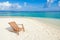 Relaxing on chair - Belize Cayes - Small tropical island at Barrier Reef with paradise beach - known for diving, snorkeling and