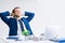 Relaxing or dreaming businessman