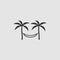 Relaxing hammock between two palm trees icon flat