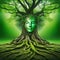 relaxing mind abstract double calm green nature earth with tree roots