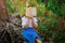 Relaxing moments, Happy Young woman reading a book in nature background.