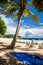 Relaxing in the shade under a palm tree at Kata Beach, Thailand