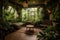 relaxing space with greenery and gentle music, for peace and tranquility