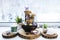 Relaxing spiritual Feng Shui altar set with nature, water and fire element.