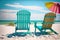 Relaxing in Style: Enjoying Summer Vacation Beach Chairs. Generative ai