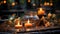 relaxing thai resort cozy evening spa salong candles blurred light exotic flowers poolspa