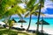 Relaxing tropical scenery -beauti palm beach in Mauritius island