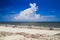 A Relaxing View of the Beautiful Galveston Beach with large Cloud