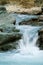 Relaxing view of river stream waterfall. Tranquil wildlife nature