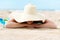 Relaxing Woman With Sunhat At Beach