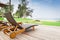 Relaxing Wooden Chairs On Deck