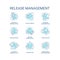 Release management turquoise concept icons set