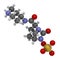 Relebactam drug molecule. Beta-lactamase inhibitor that is adminstered with beta-lactam antibiotics. 3D rendering. Atoms are