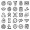 Reliability icons set, outline style