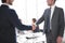 Reliable handshake of business partners in the office