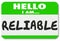 Reliable Name Tag Sticker Dependable Worker Team Member Person