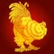 Reliable rooster gold on red background