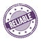 RELIABLE text written on purple indigo grungy round stamp