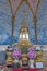 Relics of Buddha enshrined on the topmost floor inside Phra Maha Chedi Chai Mongkol, Roi Et province, northeastern Thailand