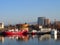 Relief Boat and Presidents Yacht sit in Oakland Harbor