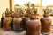 Religion, Buddhism. Closeup Prayer Bells In Buddhist Temple Of T