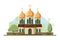 Religion building. Christian traditional church with bell vector flat architectural religion object