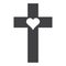 Religion christian cross with heart icon