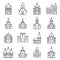 Religion church icons set, outline style