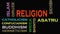 Religion concept word cloud on black background. Footage animation 4K