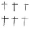 Religion cross icon set. Black christian cross icon. Hand drawn christian cross. Vector illustration