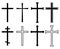 Religion cross symbol. Christian black icons collection. Crosses silhouette element. Set of different cross for church logo.