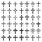 Religion cross symbols. Christians catholicism icons tribal vector collection peace jesus pictures