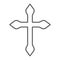 Religion cross thin line icon, christian and catholic, crucifix sign, vector graphics, a linear pattern on a white