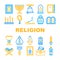 Religion Holy Praying Collection Icons Set Vector