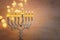 Religion image of jewish holiday Hanukkah background with menorah & x28;traditional candelabra& x29;