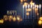 Religion image of jewish holiday Hanukkah background with menorah traditional candelabra and candles