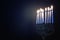 Religion image of jewish holiday Hanukkah background with menorah & x28;traditional candelabra& x29; and candles