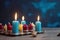 Religion image of jewish holiday Hanukkah with burning candles. AI generated