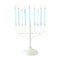 religion image of jewish holiday Hanukkah with white menorah & x28;traditional candelabra& x29;